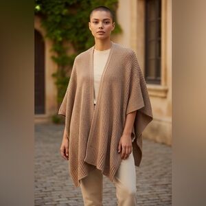 Bluivy Tan Open-Front Poncho